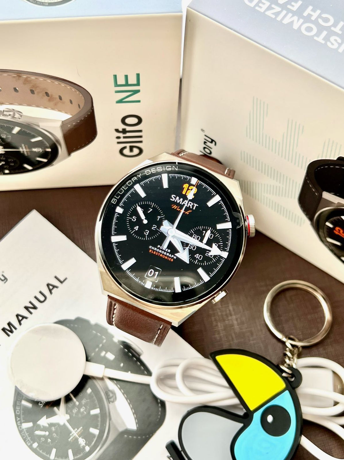 SMARTWATCH BLULORY GLIFO PULSEIRA EM COURO