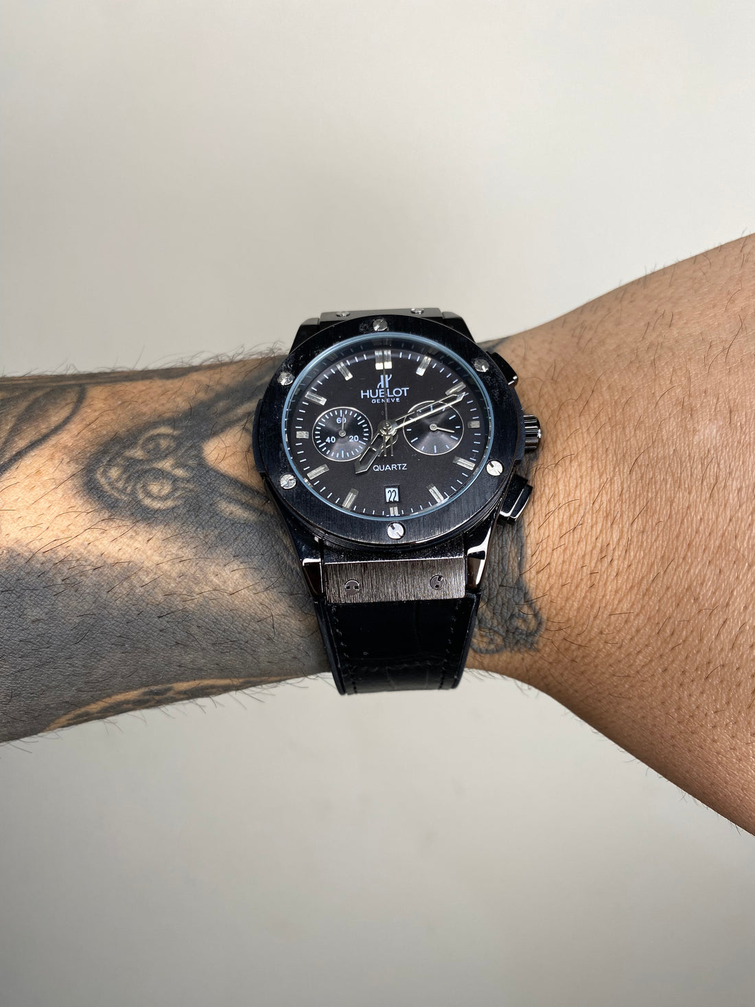 HUBLOT GENEVE PRETO PULSEIRA EM COURO