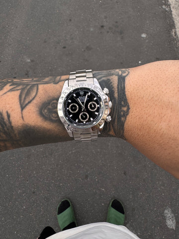 ROLEX DAYTONA PRATEADO FUNDO PRETO