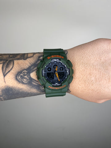 G-SHOCK GA-100 VERDE-LARANJA