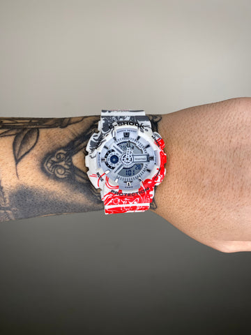 G-SHOCK ONE PIECE BRANCO-VERMELHO