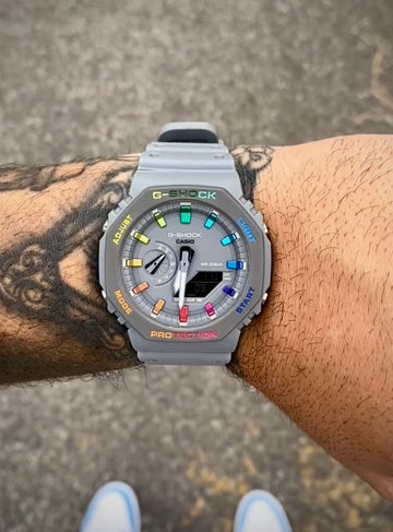 G-SHOCK GA-2100 CINZA-COLORIDO
