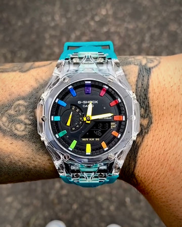 G-SHOCK GMA-2100 AZUL FUNDO COLORIDO