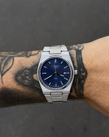 TISSOT PRX PRATEADO FUNDO AZUL