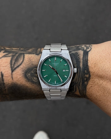 TISSOT PRX PRATEADO FUNDO VERDE