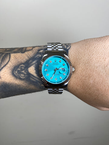 ROLEX DAYDATE PRATA-AZUL CIANO