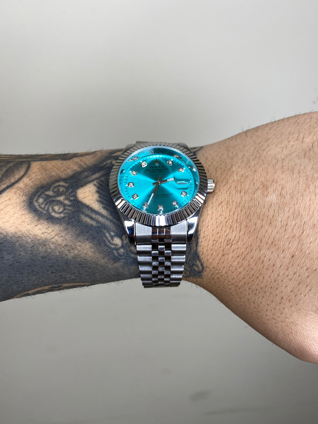 ROLEX DAYDATE PRATA-AZUL CIANO