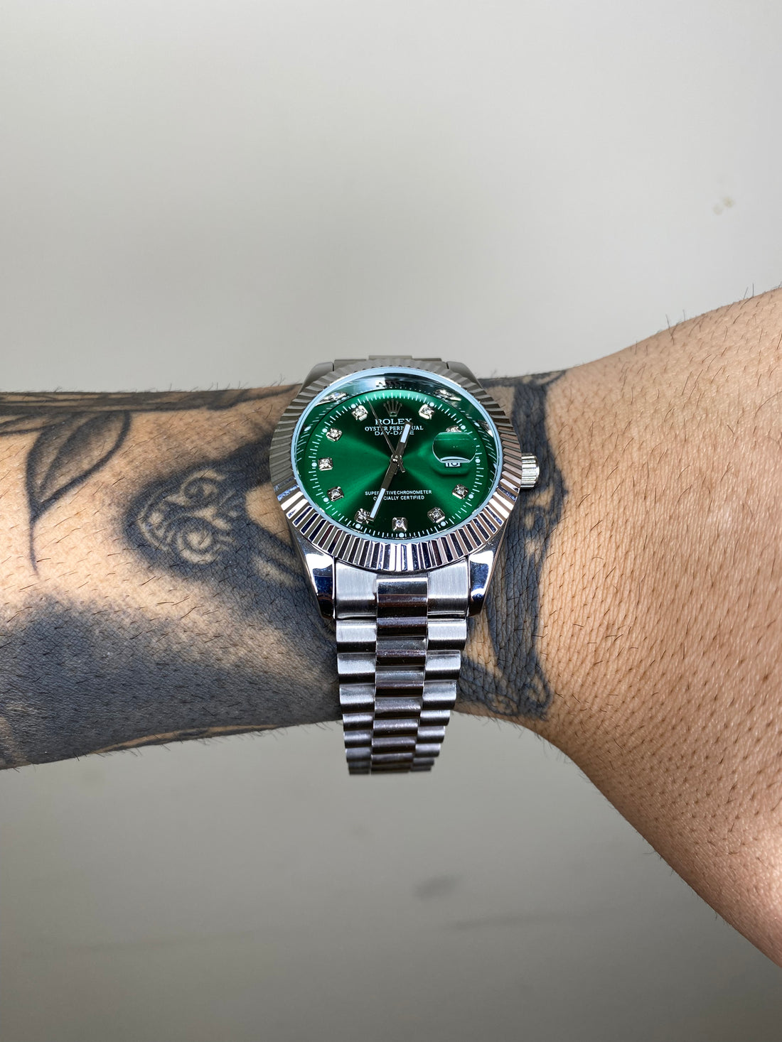 ROLEX DAYDATE PRATA-VERDE