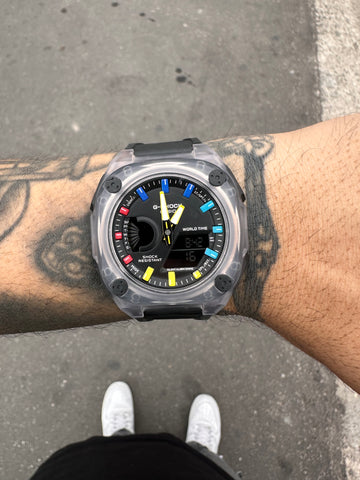 G-SHOCK SW-2400 PRETO TRANSPARENTE COLORS