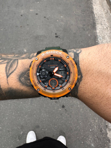 G-SHOCK GA-2000 VERDE-LARANJA