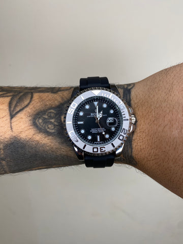 ROLEX YACHT PRATEADO FUNDO PRETO