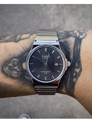 CASIO QUARTZ REDONDO PRATEADO FUNDO PRETO
