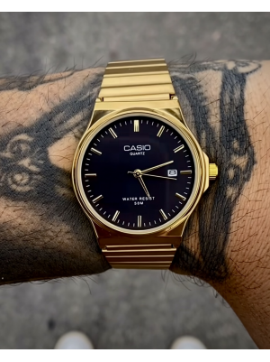 CASIO QUARTZ REDONDO DOURADO FUNDO PRETO