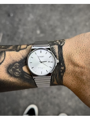 CASIO QUARTZ REDONDO PRATEADO FUNDO BRANCO