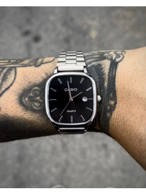 CASIO QUARTZ 2023 PRATEADO FUNDO PRETO