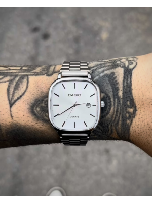 CASIO QUARTZ 2023 PRATA FUNDO BRANCO