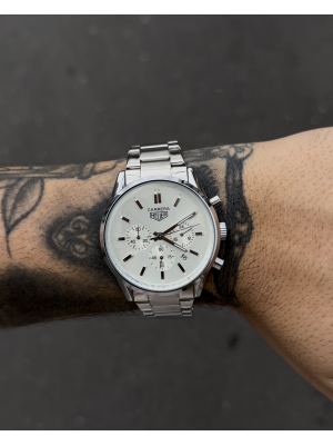TAG HEUER CARRERA PRATEADO FUNDO BRANCO