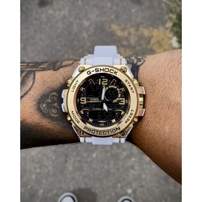 G-SHOCK STEEL CAIXA EM AÇO BRANCO-DOURADO