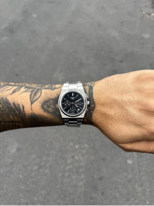 TISSOT PRX CHRONO PRATEADO FUNDO PRETO