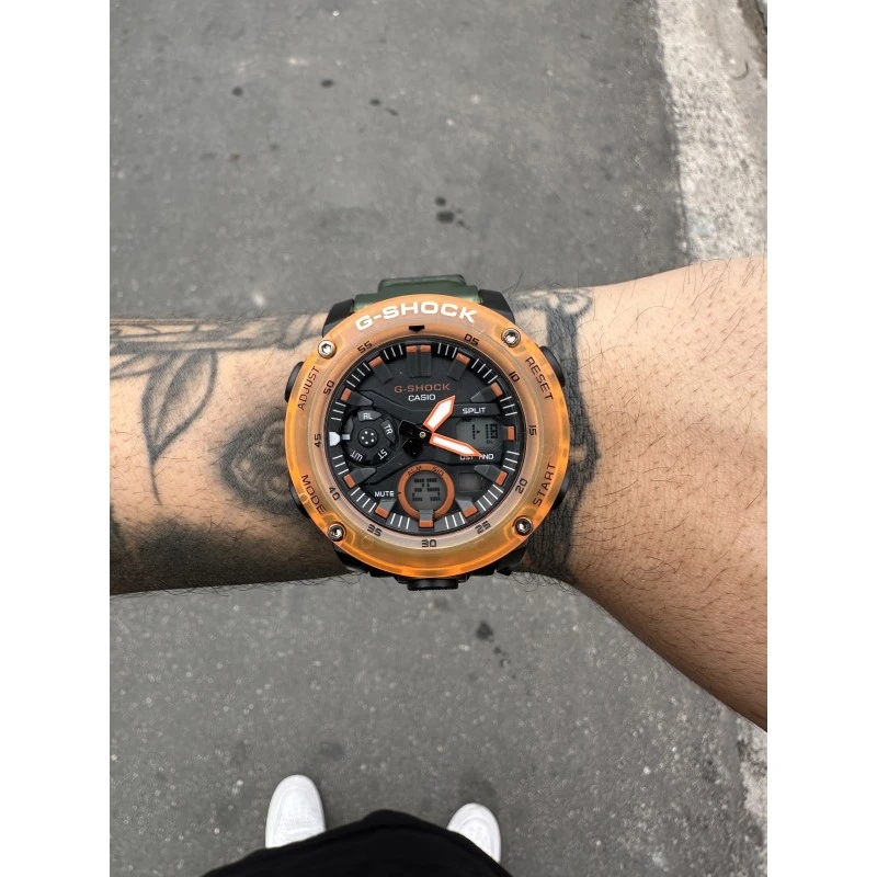 G-SHOCK GA-2000 VERDE-LARANJA