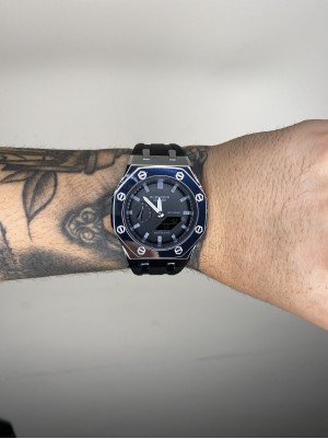 G-SHOCK GM-2100 PRATA PULSEIRA PRETO